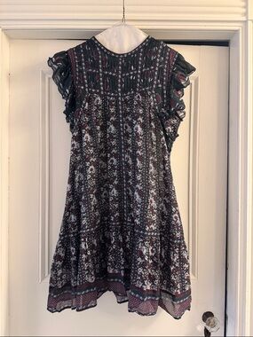 Sea New York Floral Ruffle Sleeve Boho Mini Dress size large